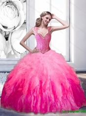 Custom Made Beading and Ruffles Organza Quinceanera Dresses in Multi Color