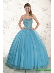Brand New Style Ball Gown Beaded Fast Delivery Quinceanera Dress in Baby Blue
