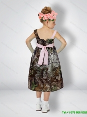 Cheap One Shoulder Tea Length Camo 2015 Flower Girl Dresses