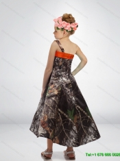 Perfect 2015 High Low One Shoulder Camo Flower Girl Dresses