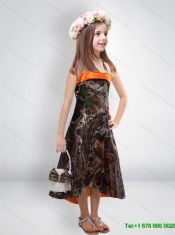 Perfect 2015 High Low One Shoulder Camo Flower Girl Dresses