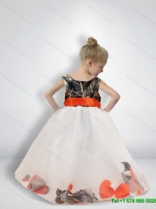 Pretty Ball Gown Scoop Belt Camo Flower Girl Dresses