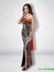 2015 Luxurious Empire Strapless Garden Camo Prom Dresses with High Slit