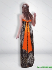 2015 Luxurious Empire Strapless Garden Camo Prom Dresses with High Slit