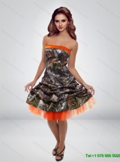 2015 Perfect Short Strapless Camo Prom Dresses with Ruching