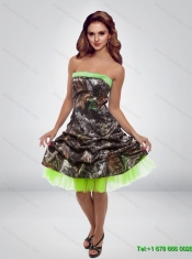 2015 Perfect Short Strapless Camo Prom Dresses with Ruching