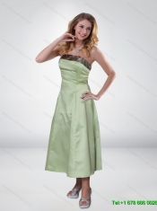 Apple Green Strapless Ankle Length Camo 2015 Prom Dresses
