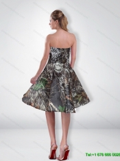 Beautiful 2015 Short Strapless Camo Prom Dresses with Knee Length