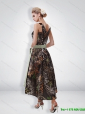 Beautiful Empire Camo Sashes Prom Dresses with V Neck for 2015
