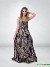 Beautiful Princess Strapless Camo Prom Dresses with Ruching