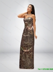 Discount Column Sweetheart Camo Prom Dress with High Slit