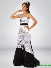 Dynamic Column Camo 2015 Prom Dresses with Hand Made Flower and Sashes