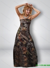 Fashionable 2015 Column Strapless Camo Prom Dresses in Multi Color