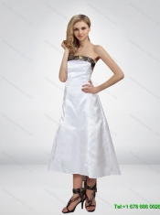 Luxurious High Low Strapless Camo Prom Dresses in Whitete