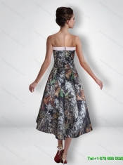 Modest Empire Strapless Camo Prom Dresses with Ribbons for 2015