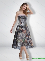Modest Empire Strapless Camo Prom Dresses with Ribbons for 2015