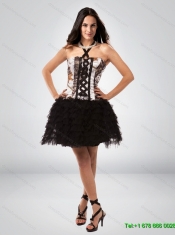 Perfect 2015 A Line Halter Top Camo Prom Dresses with Ruffled Layers