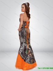 Sexy Mermaid 2015 Camo Prom Dresses with Hand Made Flower and Sashes
