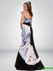 Sexy Mermaid 2015 Camo Prom Dresses with Hand Made Flower and Sashes