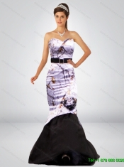 Sexy Mermaid 2015 Camo Prom Dresses with Hand Made Flower and Sashes