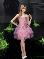 2015 Delicate Sweetheart Baby Pink Best Quinceanera Dresses with Beading