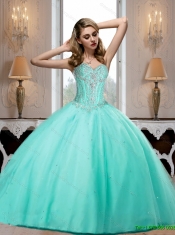 2015 Discount Sweet 16 Dresses with Beading in Aqua Blue