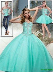 2015 Discount Sweet 16 Dresses with Beading in Aqua Blue