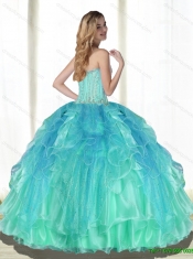 2015 Inexpensive Ball Gown Sweetheart Best Quinceanera Dresses with Beading