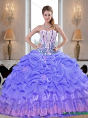 2015 Modest Beaded Classical Quinceanera Dresses with Appliques in Lavender
