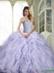 Beautiful Lavender Classical Quinceanera Dresses with Ruffles and Beading