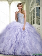 Beautiful Lavender Classical Quinceanera Dresses with Ruffles and Beading
