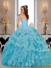 Cute Beaded 2015 Quinceanera Dresses in Baby Blue