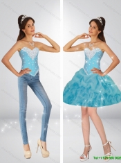 Cute Beaded 2015 Quinceanera Dresses in Baby Blue