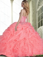 Elegant 2015 Sweet 16 Dresses with Beading in Watermelon