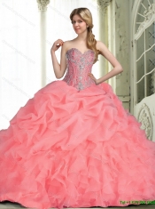 Elegant 2015 Sweet 16 Dresses with Beading in Watermelon