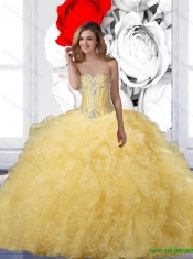 Fashionable Ball Gown Yellow Best Quinceanera Dresses with Beading