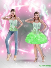 Latest Spring Green 2015 Quinceanera Dresses with Appliques and Pick Ups