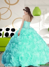 Luxurious 2015 Sweetheart Classical Quinceanera Dresses with Beading and Rolling Flowers