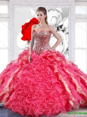 Luxurious Beaded Ball Gown Classical Quinceanera Dresses with Hand Made Flowers