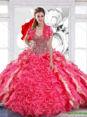 Luxurious Beaded Ball Gown Classical Quinceanera Dresses with Hand Made Flowers