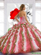Luxurious Beaded Ball Gown Classical Quinceanera Dresses with Hand Made Flowers