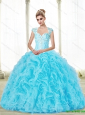 Luxurious Sweetheart Baby Blue 2015 Quinceanera Dresses with Beading and Ruffles