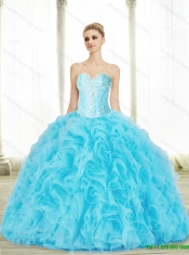 Luxurious Sweetheart Baby Blue 2015 Quinceanera Dresses with Beading and Ruffles