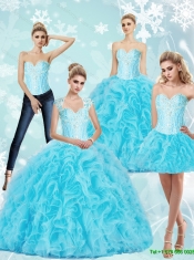 Luxurious Sweetheart Baby Blue 2015 Quinceanera Dresses with Beading and Ruffles