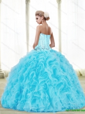 Luxurious Sweetheart Baby Blue 2015 Quinceanera Dresses with Beading and Ruffles