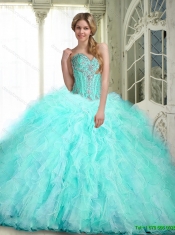 Popular Ball Gown Sweetheart 2015 Quinceanera Dresses with Ruffles and Beading