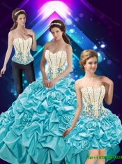 Popular Hand Made Flowers and Beaded Best Quinceanera Dresses with Pick Ups