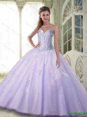 Romantic Ball Gown Sweetheart Lavender 2015 Quinceanera Dresses with Beading