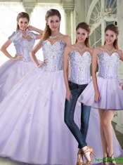 Romantic Ball Gown Sweetheart Lavender 2015 Quinceanera Dresses with Beading