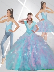 Romantic Multi Color Sweet 16 Dresses with Beading and Ruffles